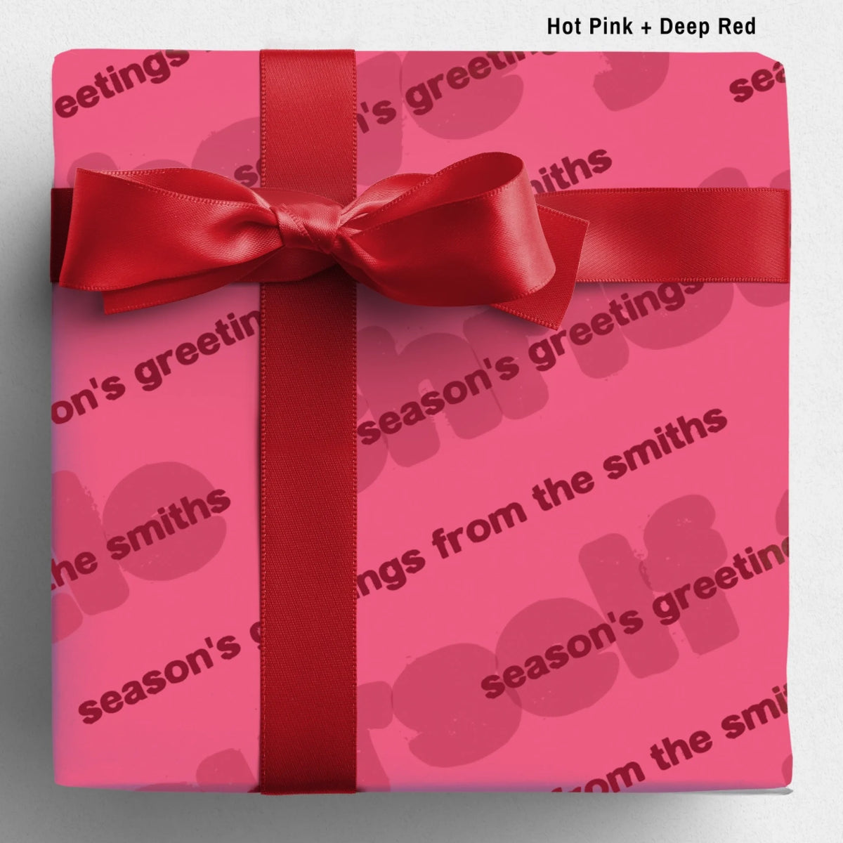 labelled hotpink+deepred Sseason's Greetings Wrapping Paper Mockup Template August2026