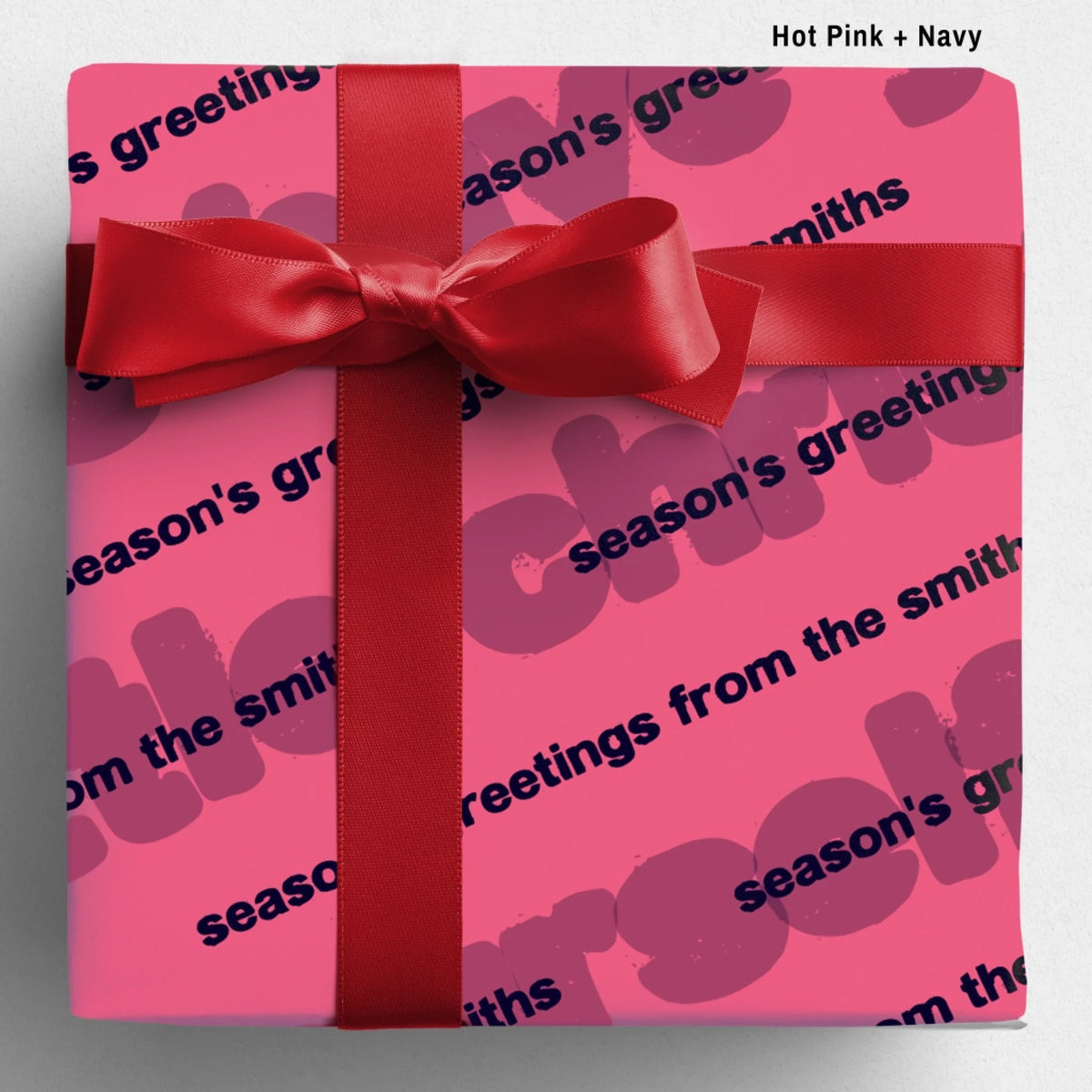 labelled hotpink+navy Sseason's Greetings Wrapping Paper Mockup Template August2026