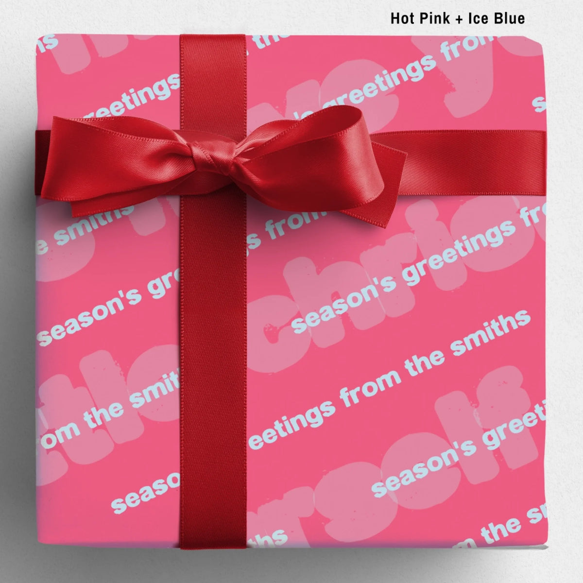 labelled HotPink+IceBlue Sseason's Greetings Wrapping Paper Mockup Template August2026